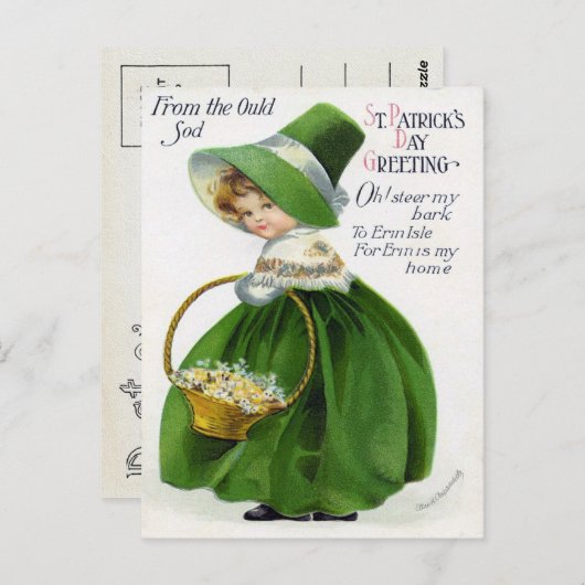 Victoriaans St. Patrick's Day Briefkaart (Voorkant / Achterkant)