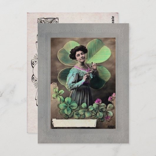 Victoriaans St. Patrick's Day Briefkaart (Voorkant / Achterkant)