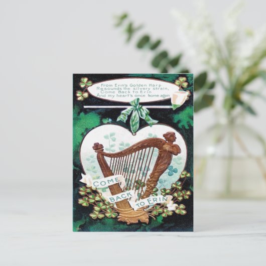 Victoriaans St. Patrick's Day Briefkaart (Staand voorkant)