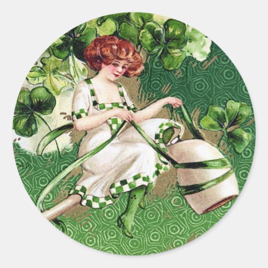 Victoriaans St. Patrick's Day Ronde Sticker (Voorkant)