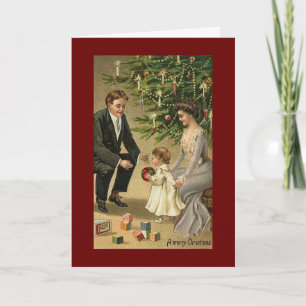 Victoriaans stamboom bij vintage kerst feestdagen kaart