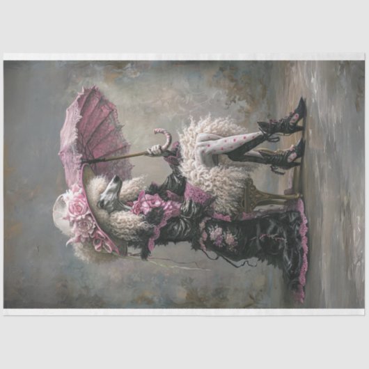 Victoriaans  Standaard poedeldecoupage Tissuepapier (Voorkant)