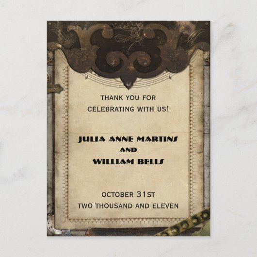 Victoriaans Steampunk Bedankt Briefkaarten (Voorkant)