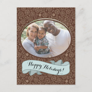 Victoriaans Steampunk Brown & White Gears Tekening Briefkaart