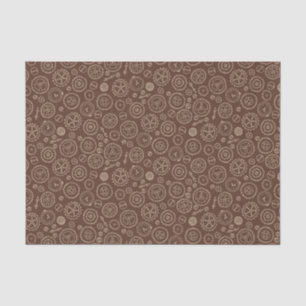 Victoriaans Steampunk Brown & White Gears Tekening Tissuepapier