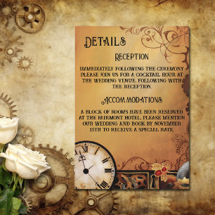 Victoriaans Steampunk bruiloft Informatiekaartje