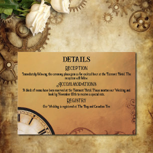 Victoriaans Steampunk bruiloft Informatiekaartje