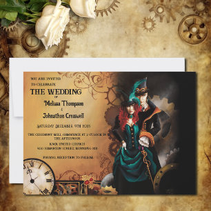 Victoriaans Steampunk bruiloft Kaart