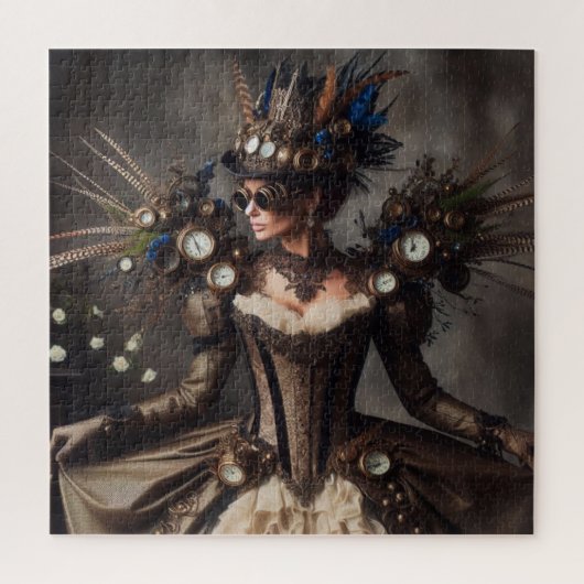 Victoriaans Steampunk Clockwork Time Lady Legpuzzel (Verticaal)