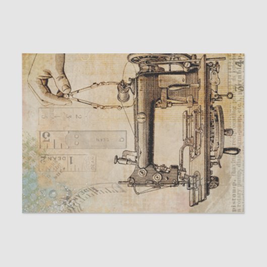 Victoriaans steampunk die de naaimachine inventari tissuepapier (Voorkant)