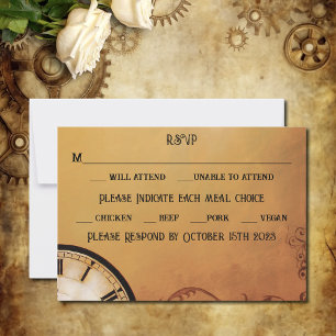 Victoriaans Steampunk Elegance bruiloft RSVP Kaartje