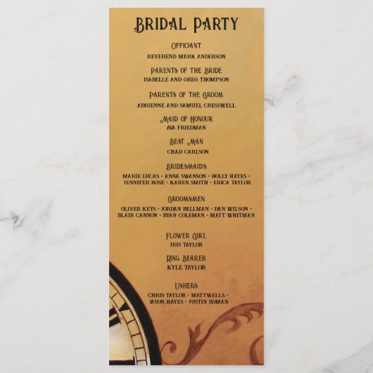 Victoriaans Steampunk Elegance Wedding Programma (Achterkant)