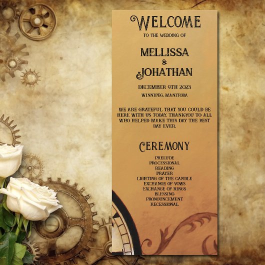 Victoriaans Steampunk Elegance Wedding Programma