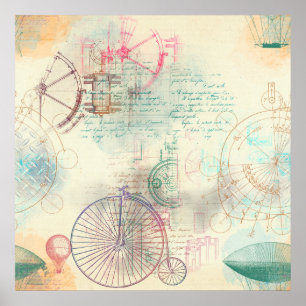 Victoriaans Steampunk Feminine Soft Pastel Poster