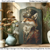Victoriaans Steampunk Fox Portrait CJ7 Decoupage Tissuepapier
