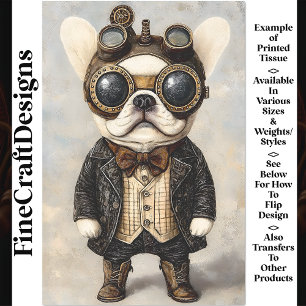 Victoriaans Steampunk Franse Bulldog AS8 Decoupage Tissuepapier