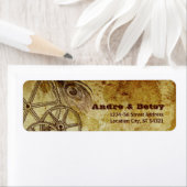 Victoriaans Steampunk (Gears & Feather) Adres Etiket (Insitu)