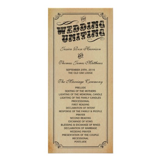 Victoriaans Steampunk huwelijksprogramma Reclamekaart (Voorkant)