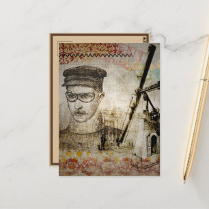 Victoriaans Steampunk Inventor Scientist Telescope Briefkaart