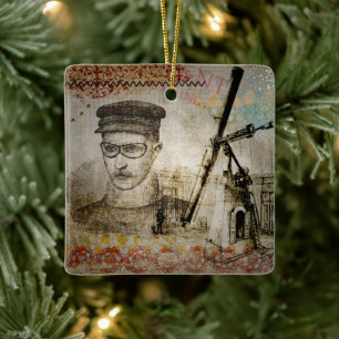 Victoriaans Steampunk Inventor Scientist Telescope Keramisch Ornament