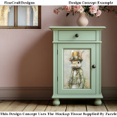 Victoriaans Steampunk Konijn, Bloemen CA7 Decoupag Tissuepapier