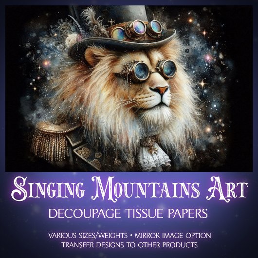 Victoriaans Steampunk Lion Decoupage Tissuepapier