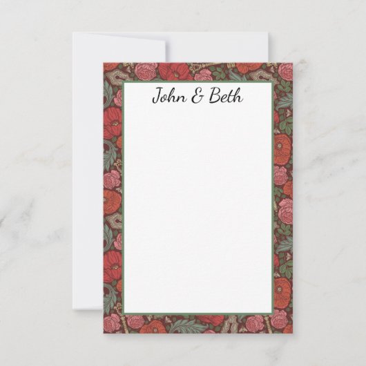 Victoriaans Steampunk Old Lock Key Red Poppies Bedankkaart (Voorkant)