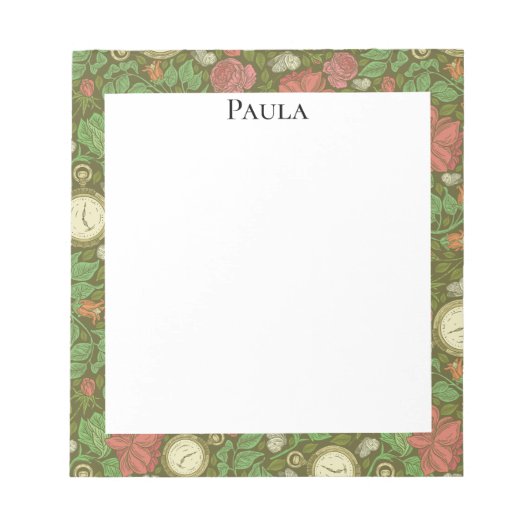 Victoriaans Steampunk Pocket Watch Rozen Notitieblok (Voorkant)