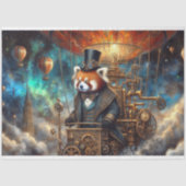 Victoriaans Steampunk Red Panda Flight Decoupage Tissuepapier (Voorkant)