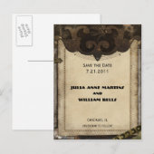 Victoriaans Steampunk Save the Date Briefkaarten (Voorkant / Achterkant)