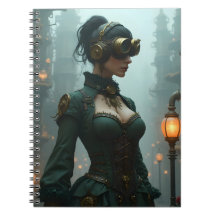 Victoriaans Steampunk vrouw in het groen