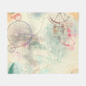 Victoriaans Steampunk | Waterverf Grunge Pastel Fleece Deken (Voorkant (Horizontaal))