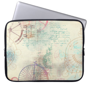 Victoriaans Steampunk Waterverf Grunge Pastel Laptop Sleeve
