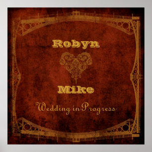 Victoriaans Steampunk Wedding-in-Progress Sign Poster