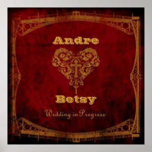 Victoriaans Steampunk Wedding-in-Progress Sign Poster