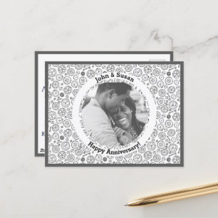 Victoriaans steampunk White en Black Gears Clockwo Feestdagenkaart