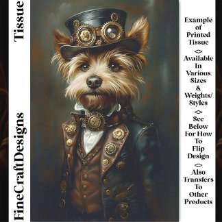 Victoriaans Steampunk Yorkie Portrait CJ1 Decoupag Tissuepapier