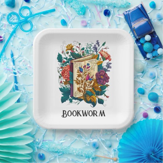 Victoriaans stijl Bookworm ontwerp Papieren Bordje (Feest)