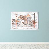 Victoriaans stijlbehuizingen | Key West, Florida Canvas Afdruk (Insitu (Houten vloer))