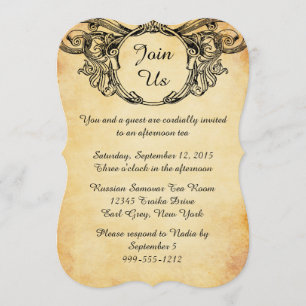 Victoriaans stijlvolle, hoge thee-uitnodigingen kaart