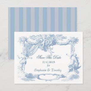 Victoriaans Stoffig Blauw Barok Crest Uitnodiging Briefkaart