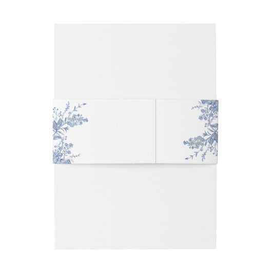 Victoriaans Stoffig Blauw Frans Tuin Bloemen Bruil Uitnodigingen Wikkel (Achterkant Voorbeeld)
