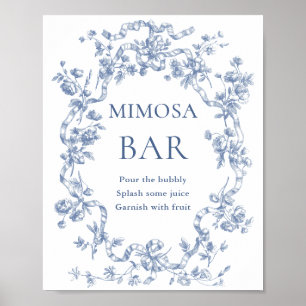 Victoriaans stoffige blauwe Franse tuin Mimosa Bar Poster
