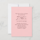 Victoriaans stoffige roos bloem, roze bruiloft kaart (Achterkant)