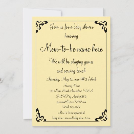 Victoriaans storm, uitnodiging van Baby shower (Achterkant)