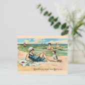  Victoriaans strand Briefkaart (Staand voorkant)