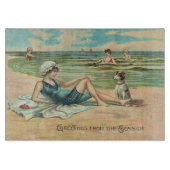 Victoriaans strand zwemmen meisje oceaan zomervaka snijplank (Voorkant)