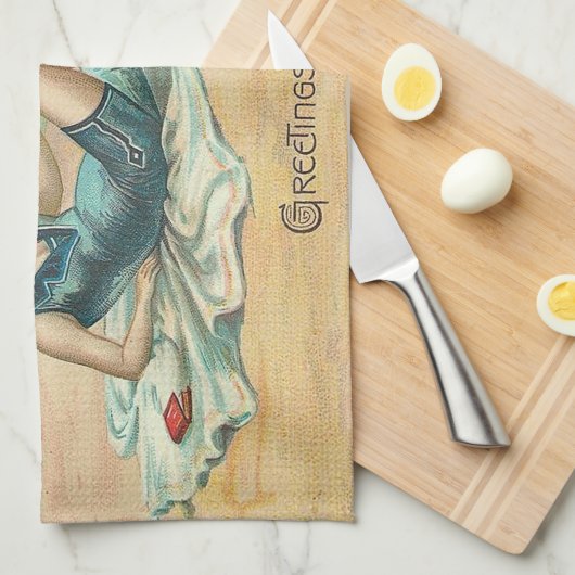 Victoriaans strand zwemmen meisje oceaan zomervaka theedoek (Quarter Fold)