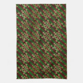 Victoriaans strips en sneeuwvlokken theedoek (Verticaal)