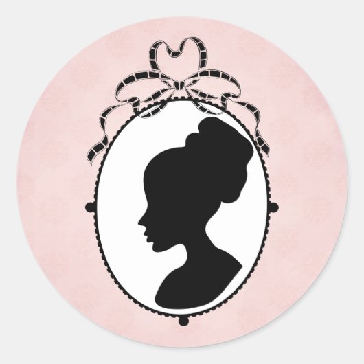 Victoriaans Style 60s Cameo Ronde Sticker (Voorkant)